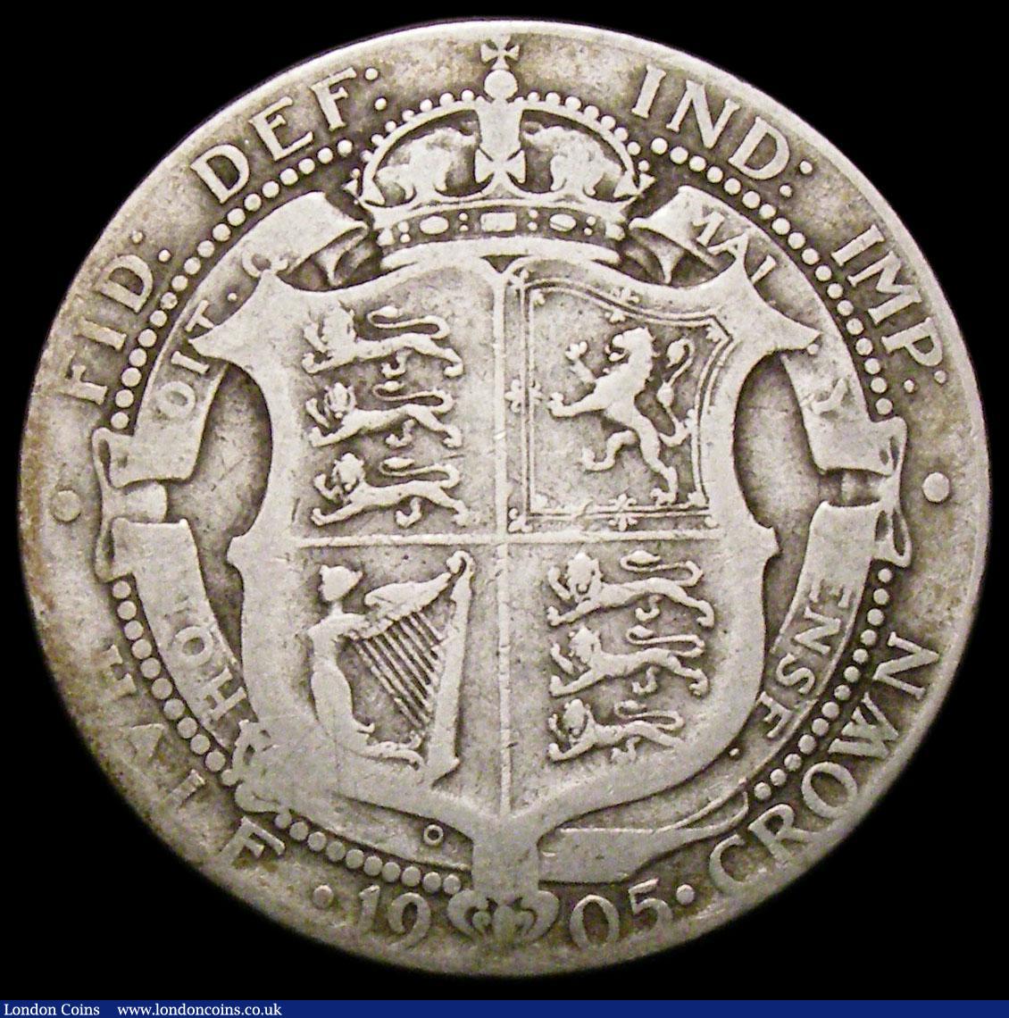 London Coins : A168 : Lot 1391 : Halfcrown 1905 ESC 750, Bull 3571 VG/NVG the key date in the series