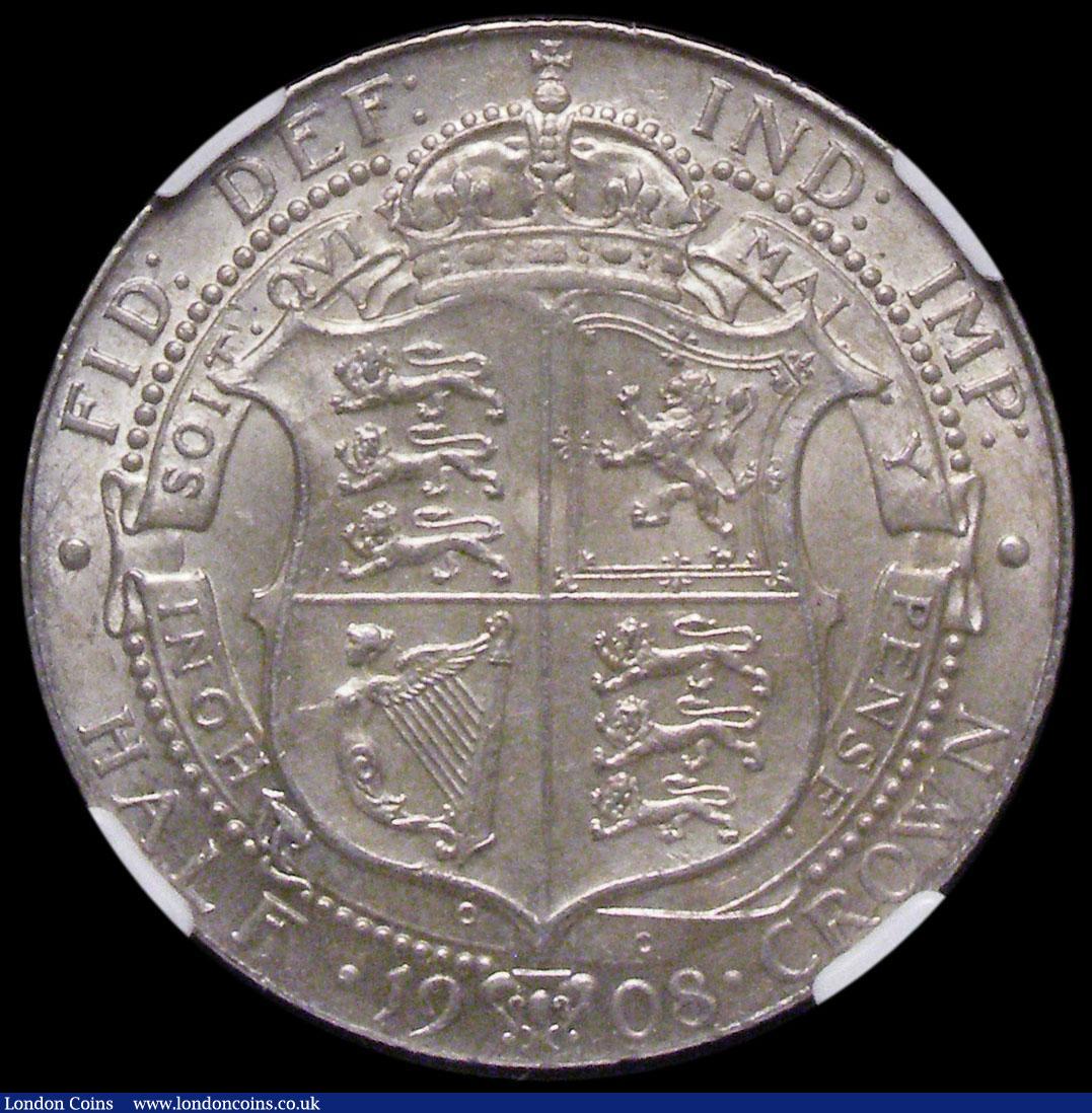 London Coins : A168 : Lot 1394 : Halfcrown 1908 ESC 753, Bull 3574 NEF in a PCCB 'Professional Coin Display' slab 