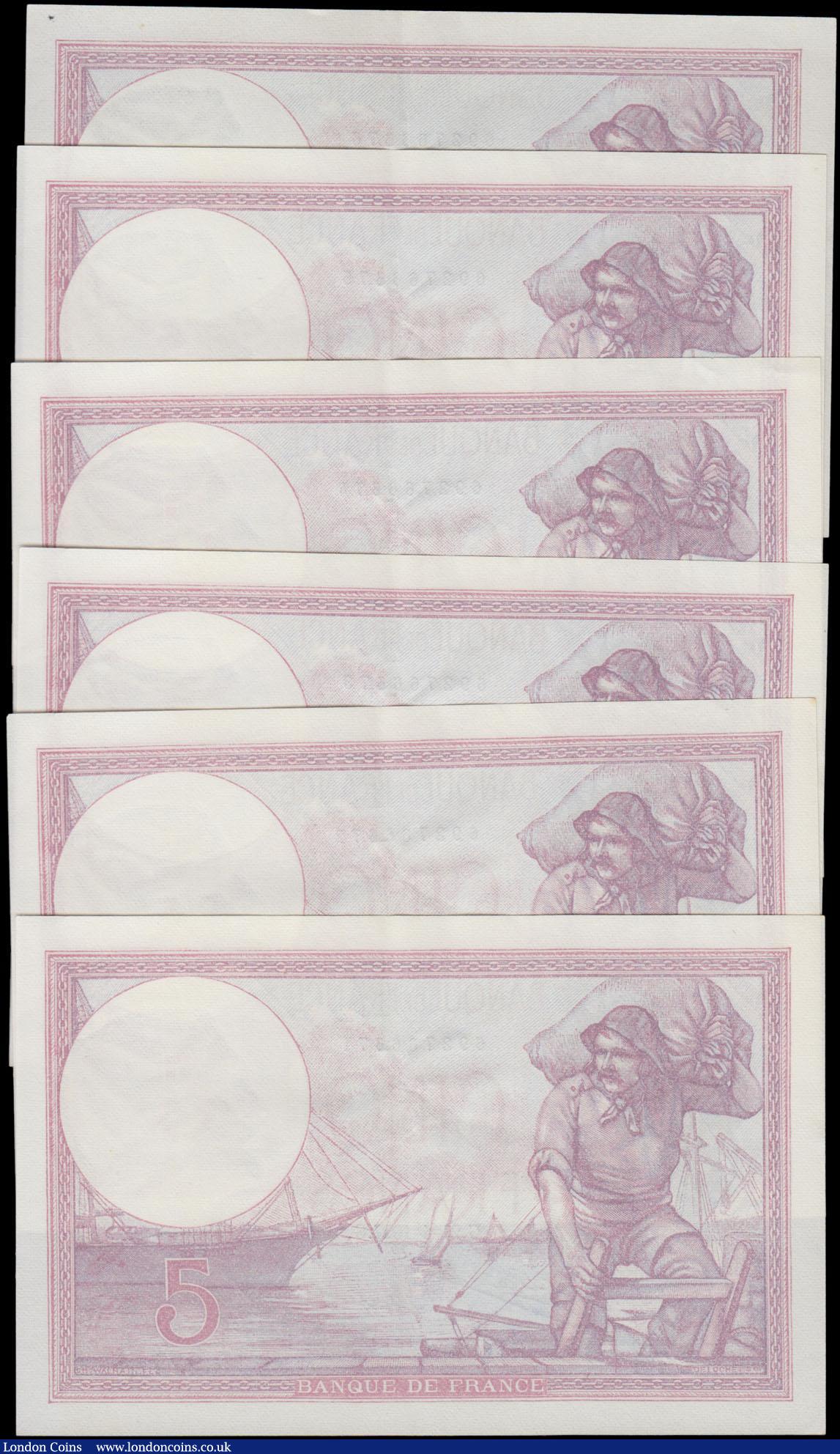 London Coins : A168 : Lot 165 : France Banque de France 5 Francs Pick 72d (Fayette F3.11) dated 21st April 1927 signatures Platte &a...