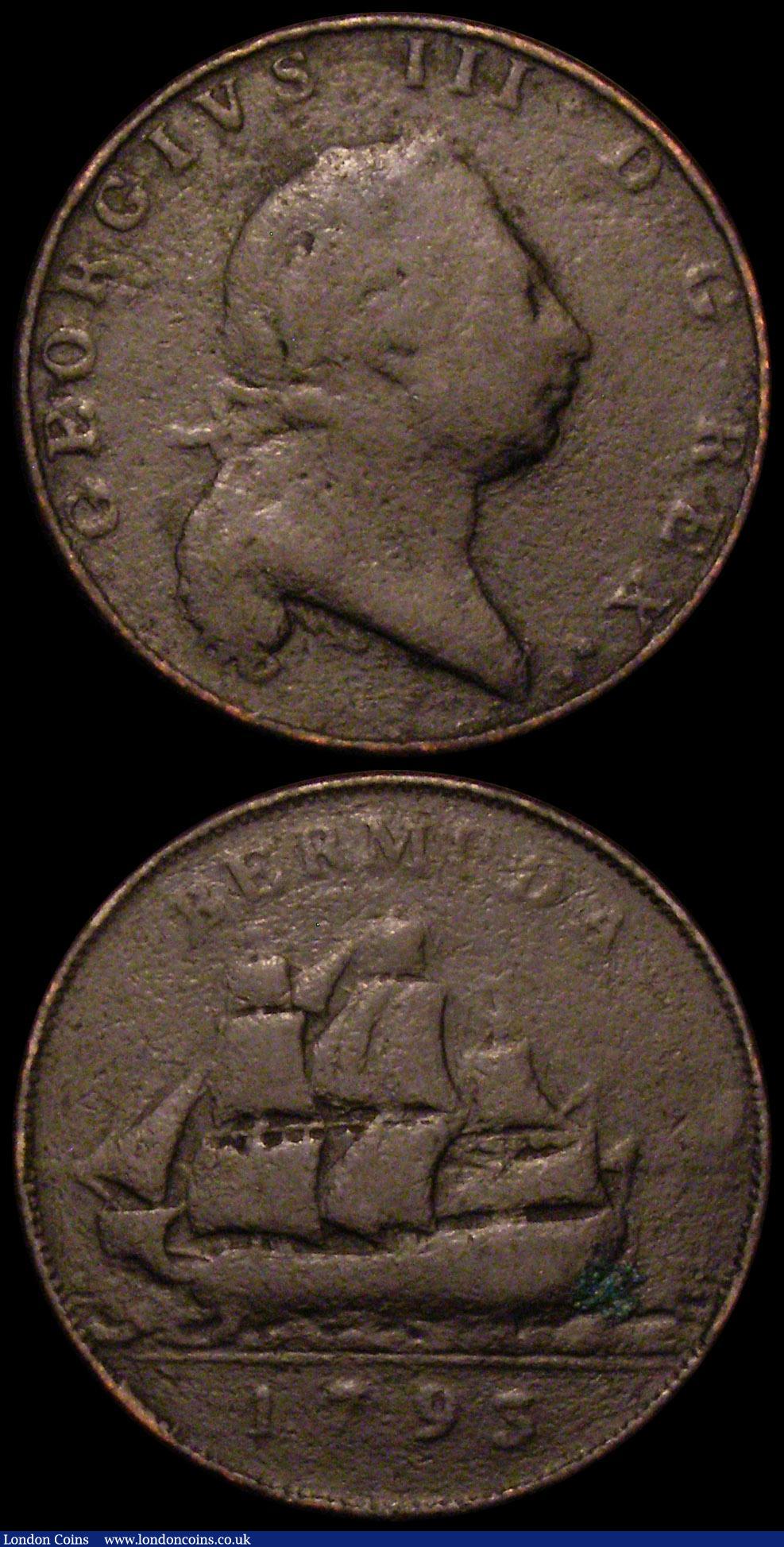 London Coins : A168 : Lot 1982 : Bermuda Pennies 1793 KM#5 (3) NVG to VG 