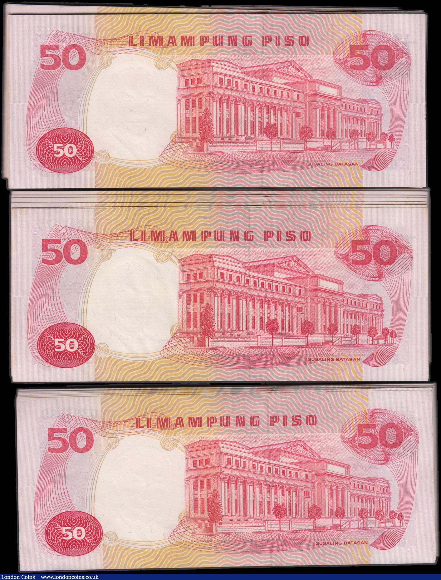 London Coins : A168 : Lot 249 : Philippines Bangko Central ng Pilipinas 50 Piso Pick 146b ND (1969) issues (99) a bundle in an origi...