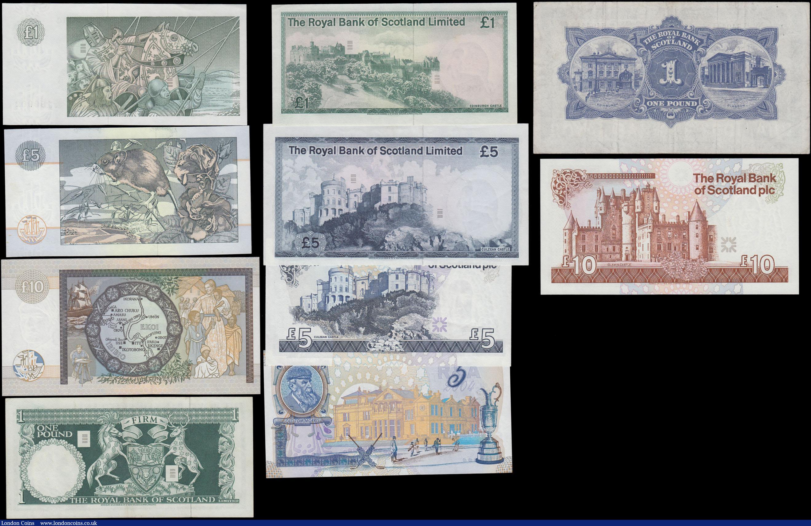 London Coins : A168 : Lot 268 : Scotland Clydesdale Bank plc & The Royal Bank of Scotland 1, 5 and 10 Pounds 1940's to mode...