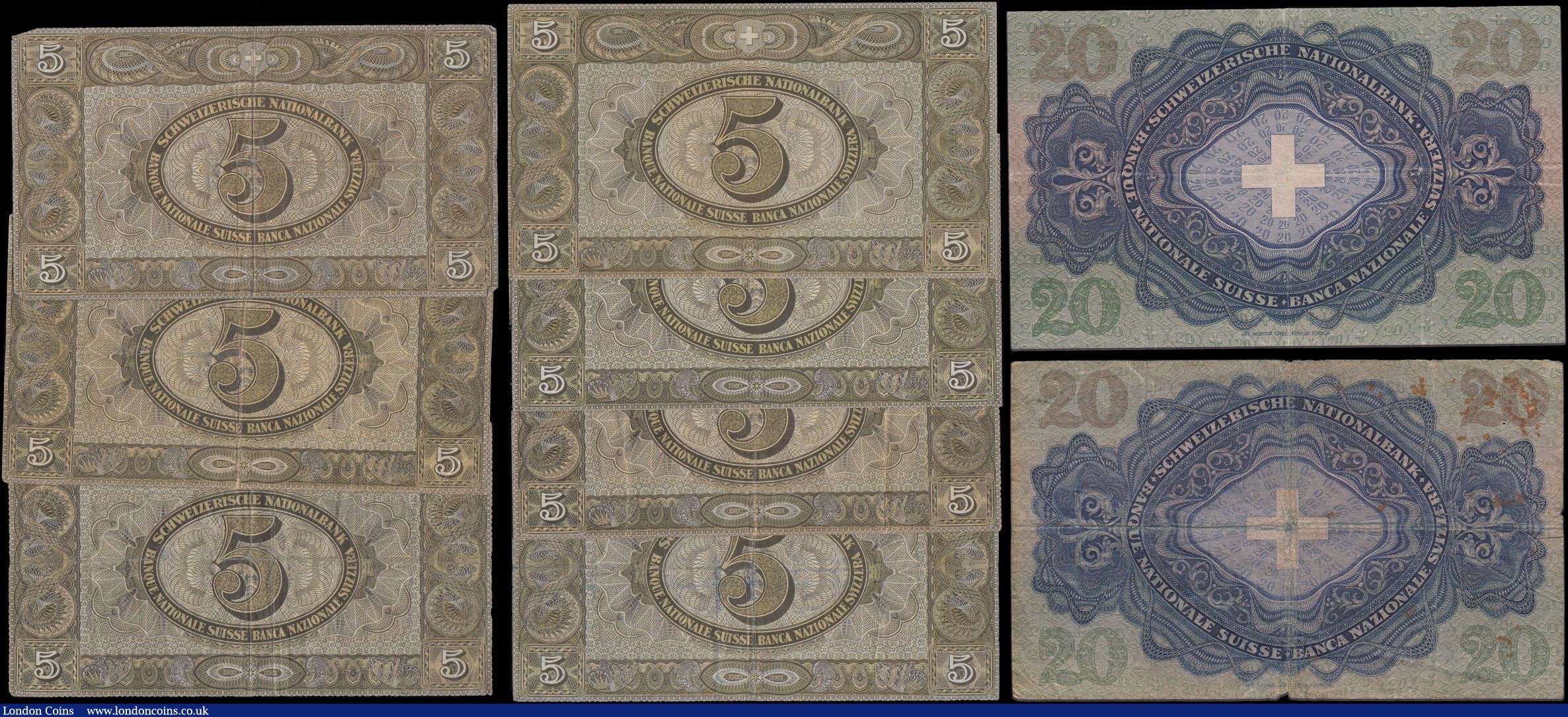 London Coins : A168 : Lot 286 : Switzerland 1950's and earlier (9) in a variety of grades from Fine-good Fine to about UNC - UN...