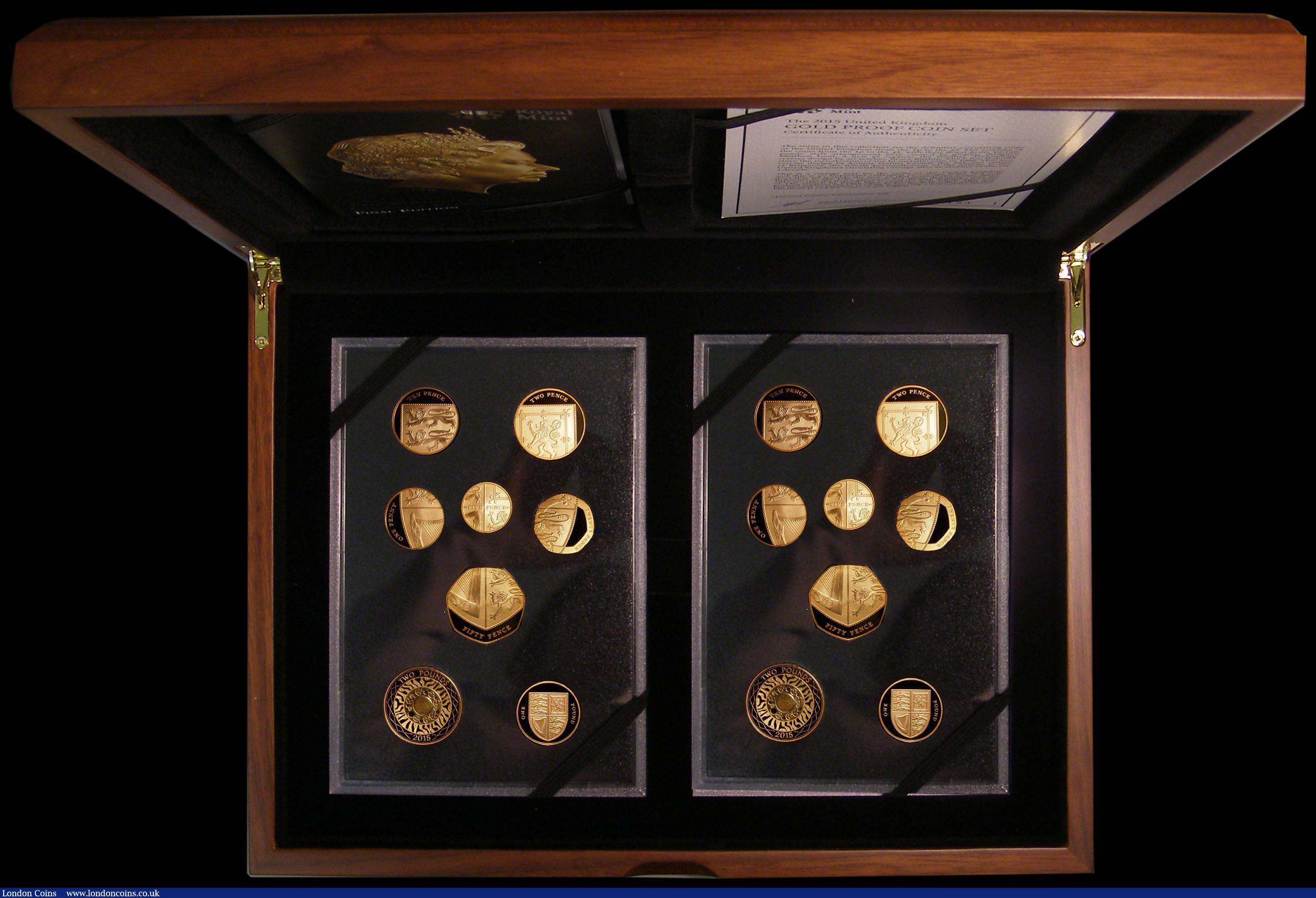 London Coins : A168 : Lot 480 : Proof Set 2015 the double set in gold  comprising Fourth Portrait Ian Rank-Broadley final editions a...
