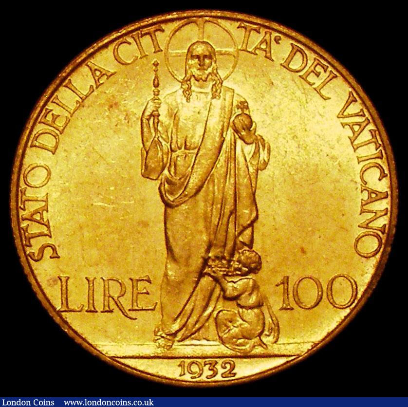 London Coins : A168 : Lot 894 : Vatican City 100 Lire Gold 1932 Pius XI KM#9 UNC and lustrous with some minor contact marks, with a ...