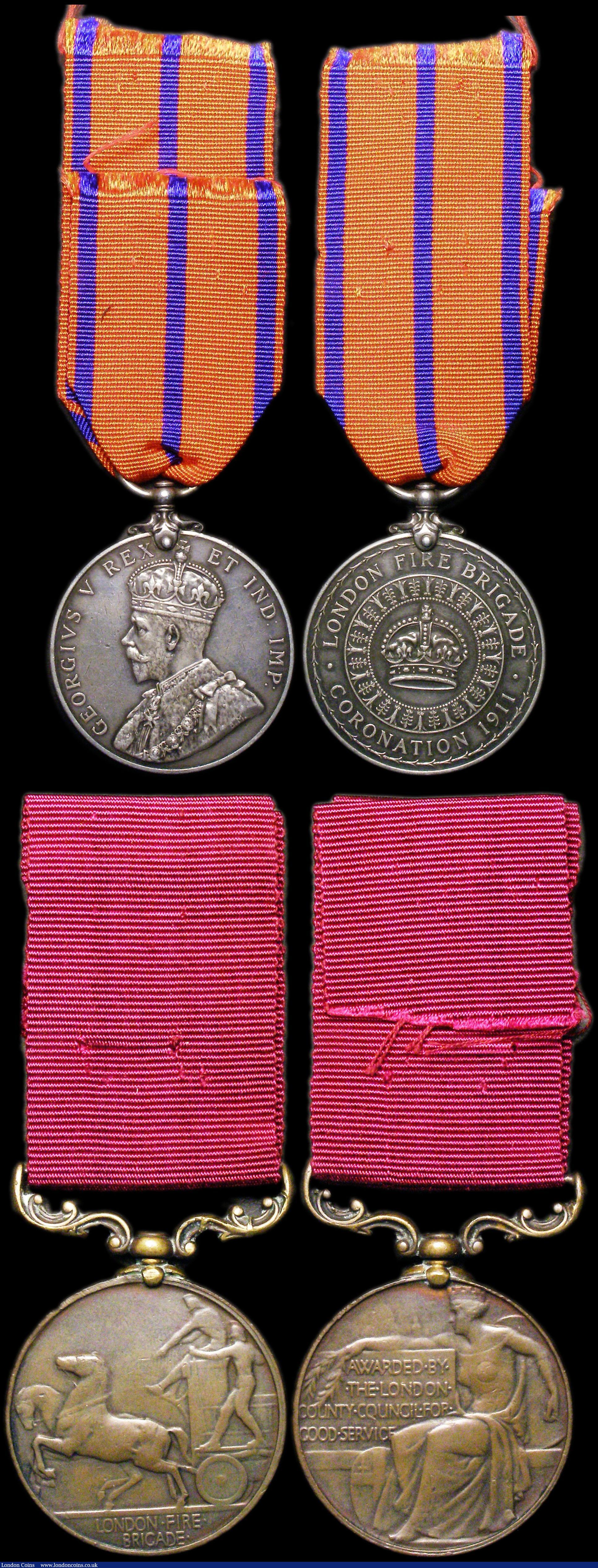London Coins : A168 : Lot 994 : Metropolitan Police and London Fire Brigade - a group of 4 awarded to John E.Davies comprising Metro...