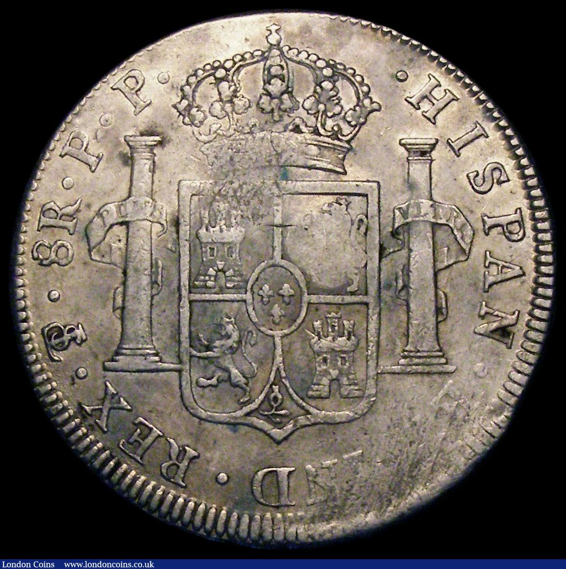 London Coins : A169 : Lot 1340 : Dollar George III Oval Countermark on 1795 Bolivia 8 Reales Potosi ESC 131 countermark VF host coin ...