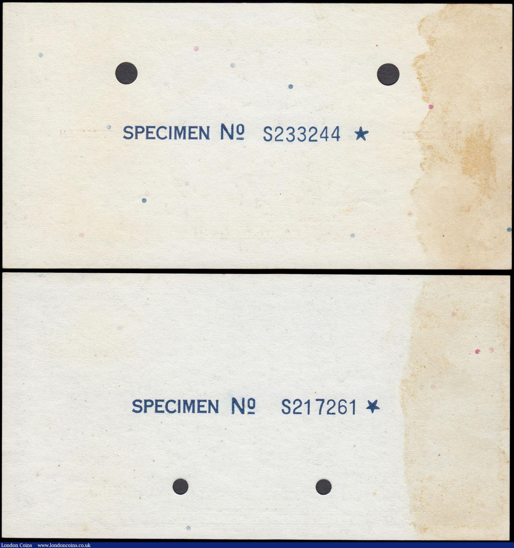 London Coins : A169 : Lot 147 : Ethiopia State Bank 5 Dollars obverse and reverse SPECIMEN similar to Pick 13a ND 1945 (2) both abou...