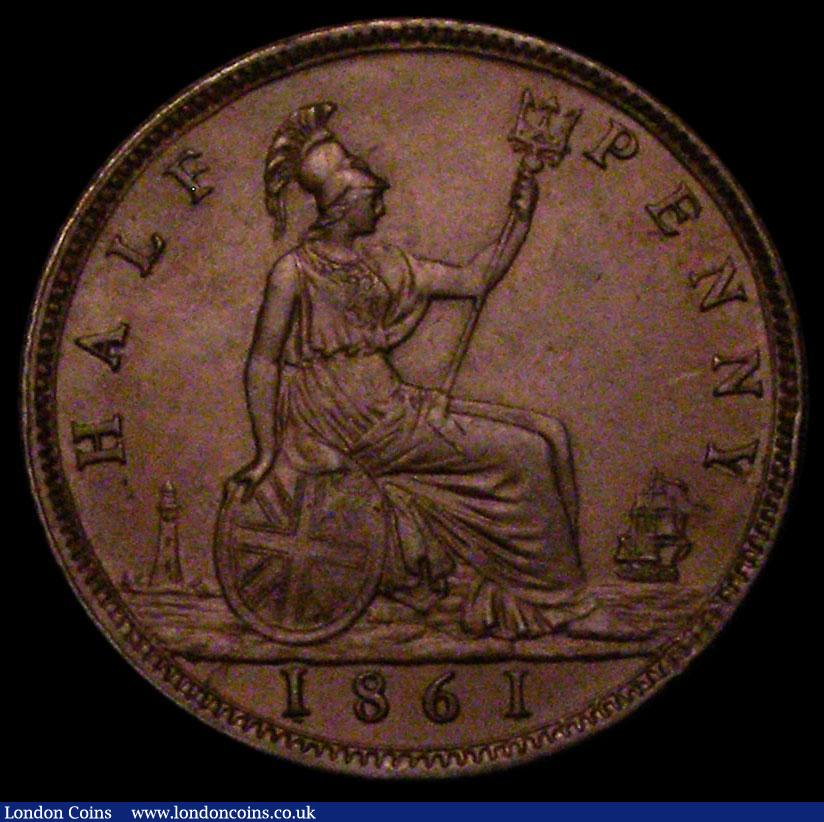 London Coins : A169 : Lot 1620 : Halfpenny 1861 Freeman 275 dies 5+G EF rare in this grade