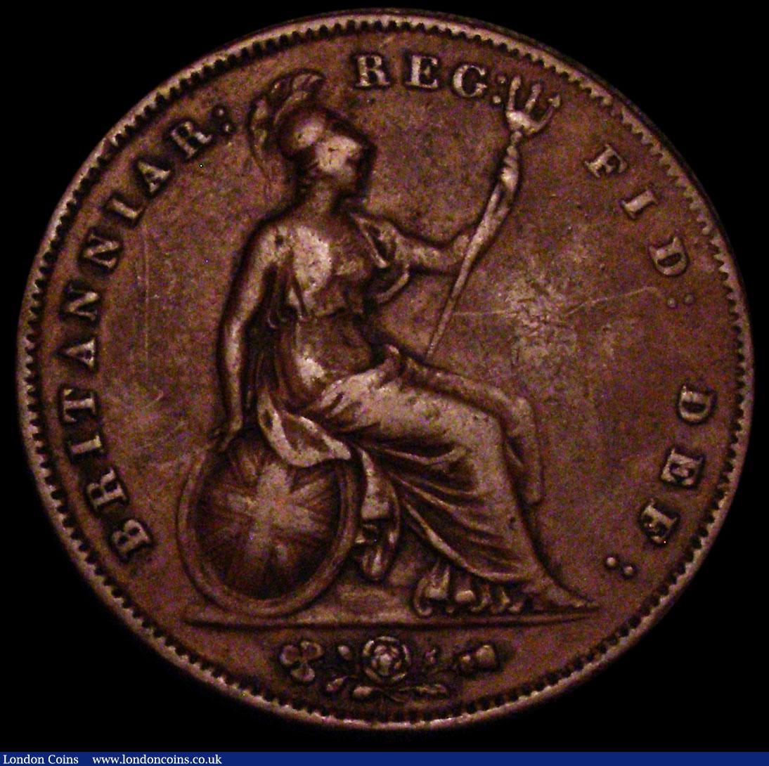 London Coins : A169 : Lot 1679 : Penny 1858 Large Rose Ornamental Trident, Small Date with WW unlisted by Peck, believed to be only a...