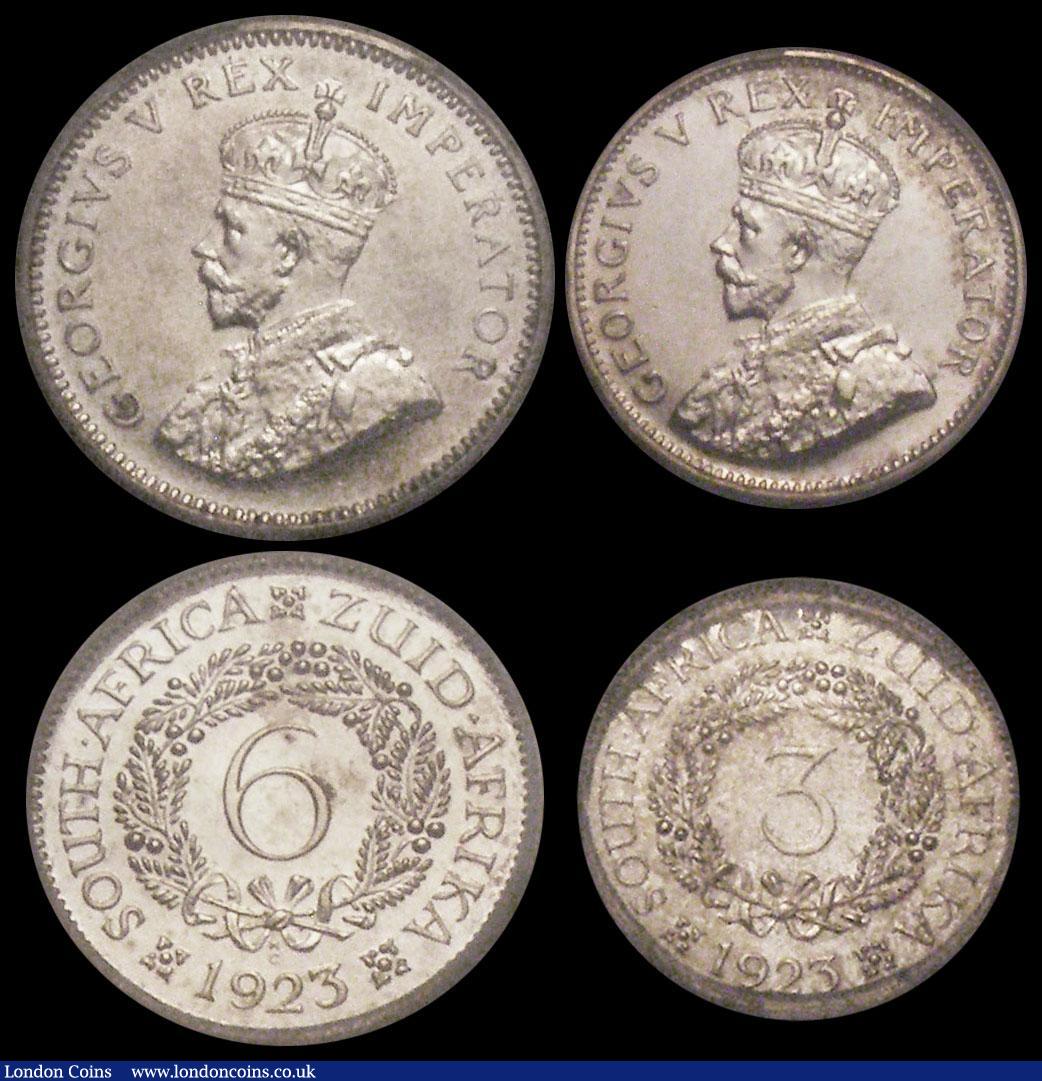 London Coins : A169 : Lot 2247 : South Africa (3) Shilling 1923 Proof KM#17.1 in a SANGS holder and graded PF65, Sixpence 1923 Proof ...