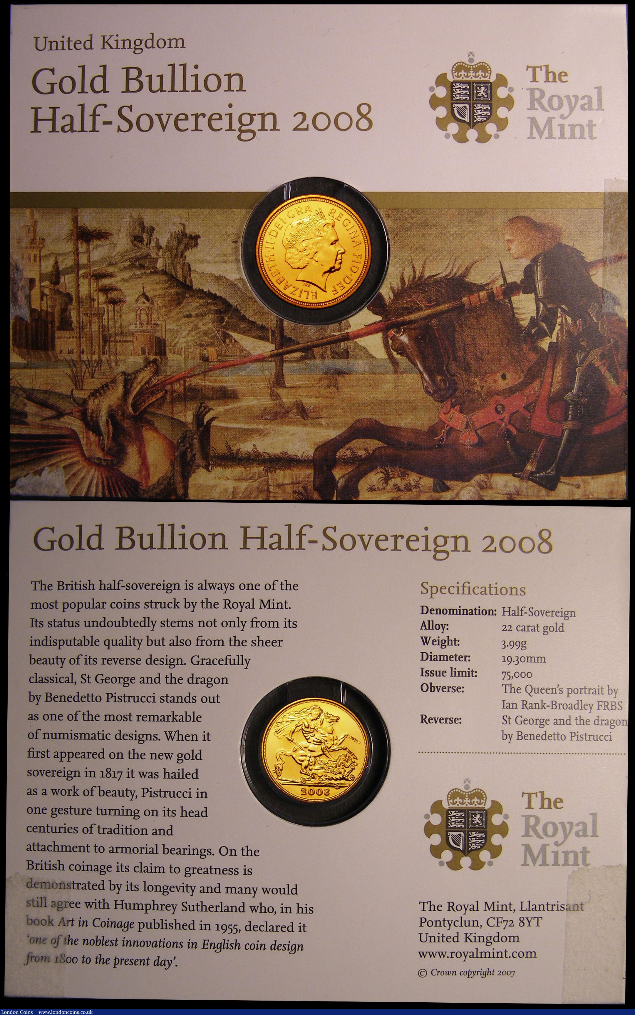 London Coins : A169 : Lot 615 : Sovereign 2008 S.SC4, Half Sovereign 2008 S.SB4 both lustrous UNC on the Royal Mint cards of issue