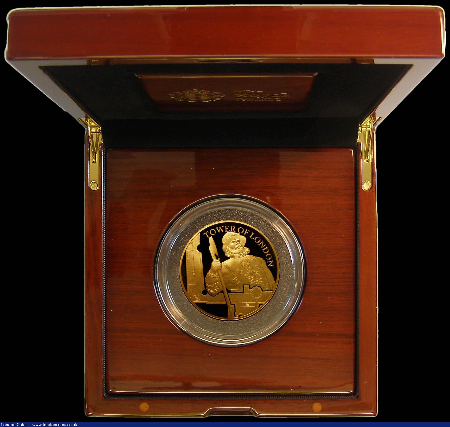 London Coins : A169 : Lot 668 : Ten Pounds 2019 Tower of London - The Yeoman Warders 5oz. Gold Proof S.M14 FDC in the Royal Mint box...