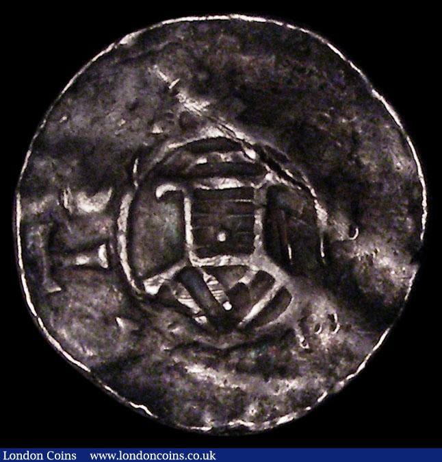 London Coins : A169 : Lot 912 : France Feudal coinage Denier, Obverse: Crude stylised castle,  Reverse: Cross with ODDO (?) in the a...