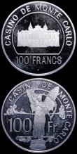 London Coins : A169 : Lot 1021 : Monaco 100 Francs Casino Tokens (2) both undated (1977), in sterling silver 39mm diameter 20.21 and ...