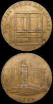 London Coins : A169 : Lot 307 : Halfpennies 18th Century (2) Essex - Colchester 1794 Obverse: A view of the Castle/Reverse: Loom, SU...
