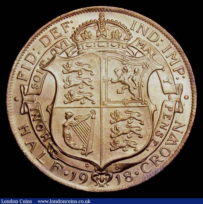 London Coins : A170 : Lot 1840 : Halfcrown 1918 ESC 765, Bull 3717 UNC the obverse with a good quality strike, lustrous and with a hi...