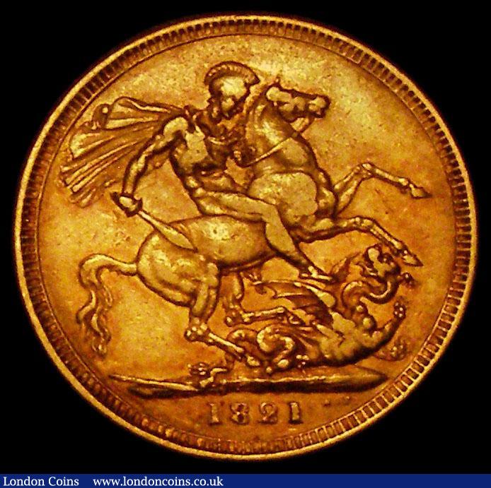 London Coins : A170 : Lot 2126 : Sovereign 1821 as Marsh 5, the B of B.P double struck on the obverse Good Fine, unusual