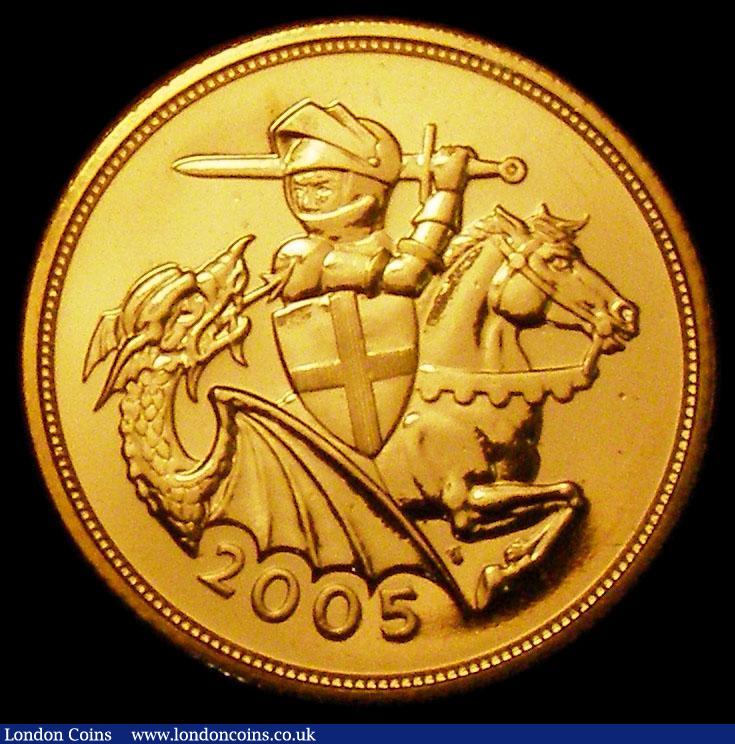 London Coins : A170 : Lot 2403 : Sovereign 2005 Modern St. George S.SC6 UNC with practically full lustre and a few light contact mark...