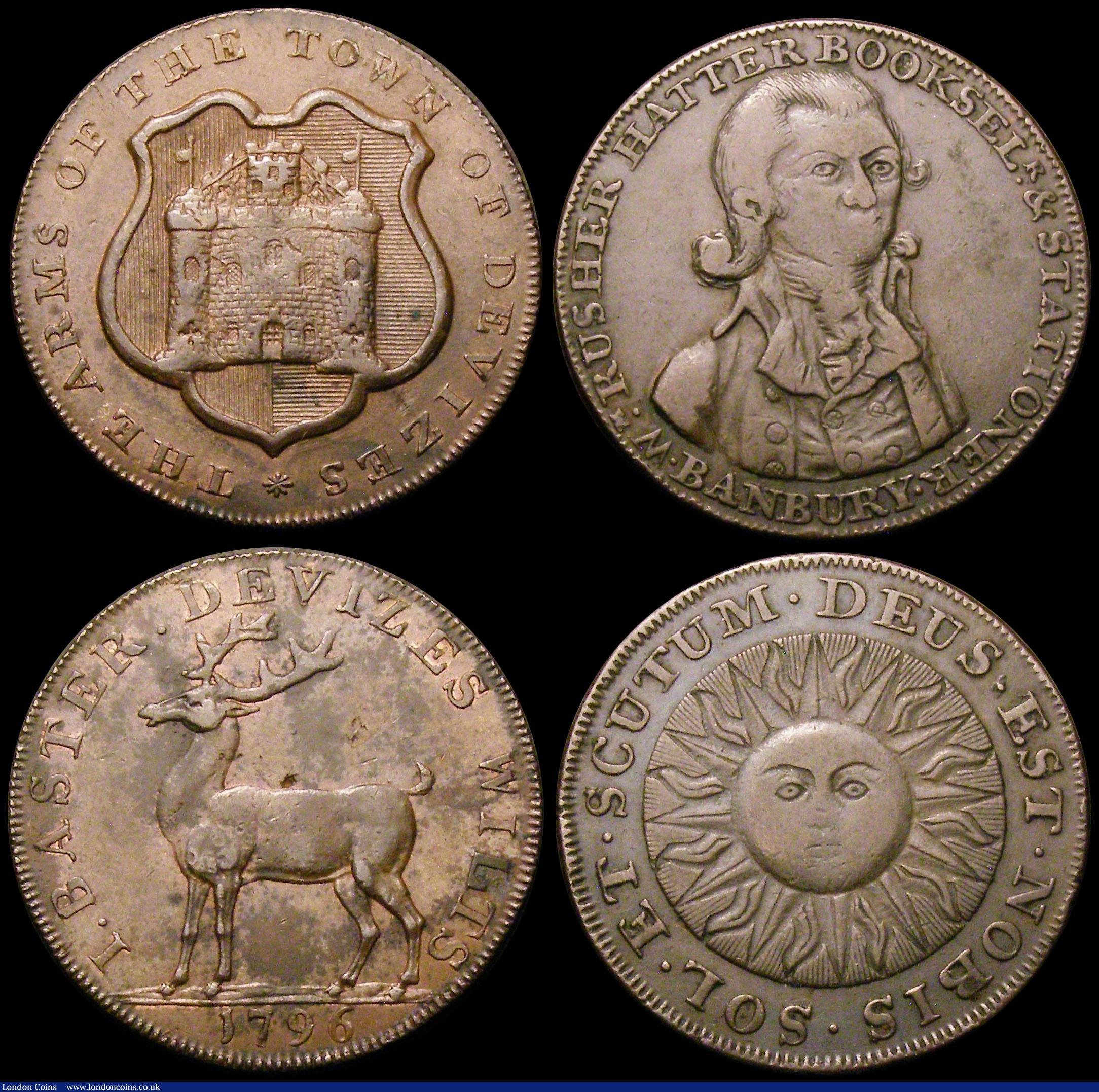 London Coins : A170 : Lot 310 : Halfpennies 18th Century (4) Gloucestershire - Newent 1796 Industry Leads to Honour DH64 Good Fine. ...