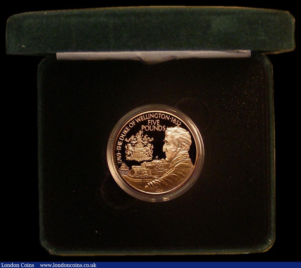 London Coins : A170 : Lot 752 : Alderney Five Pounds 2002 150th Anniversary of the Death of the Duke of Wellington Gold Proof KM#29b...