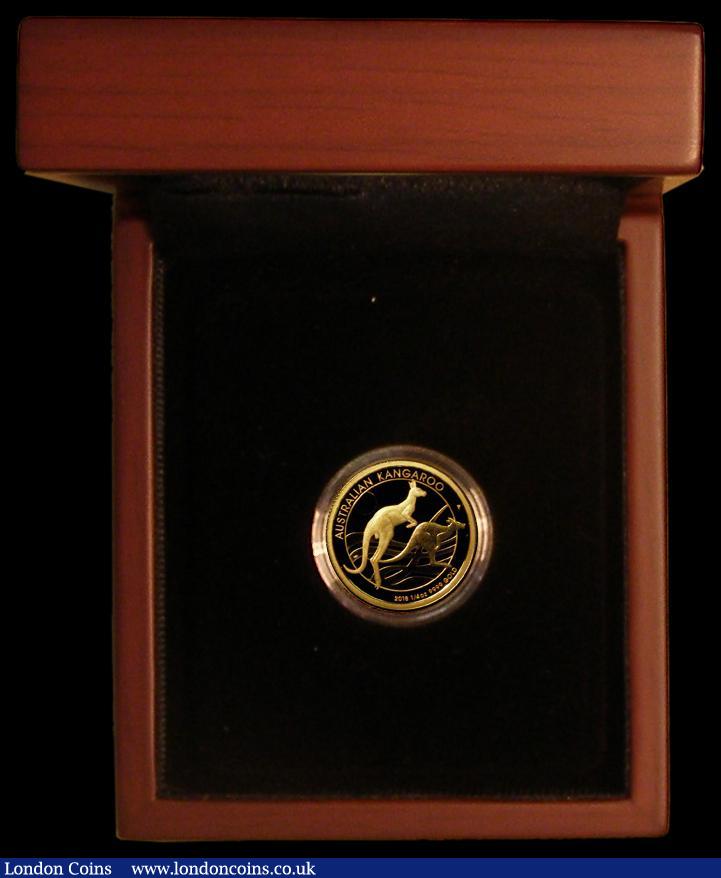 London Coins : A170 : Lot 762 : Australia $25 2018 Kangaroo 1/4 Ounce Gold Proof FDC in the Perth Mint's presentation box with ...