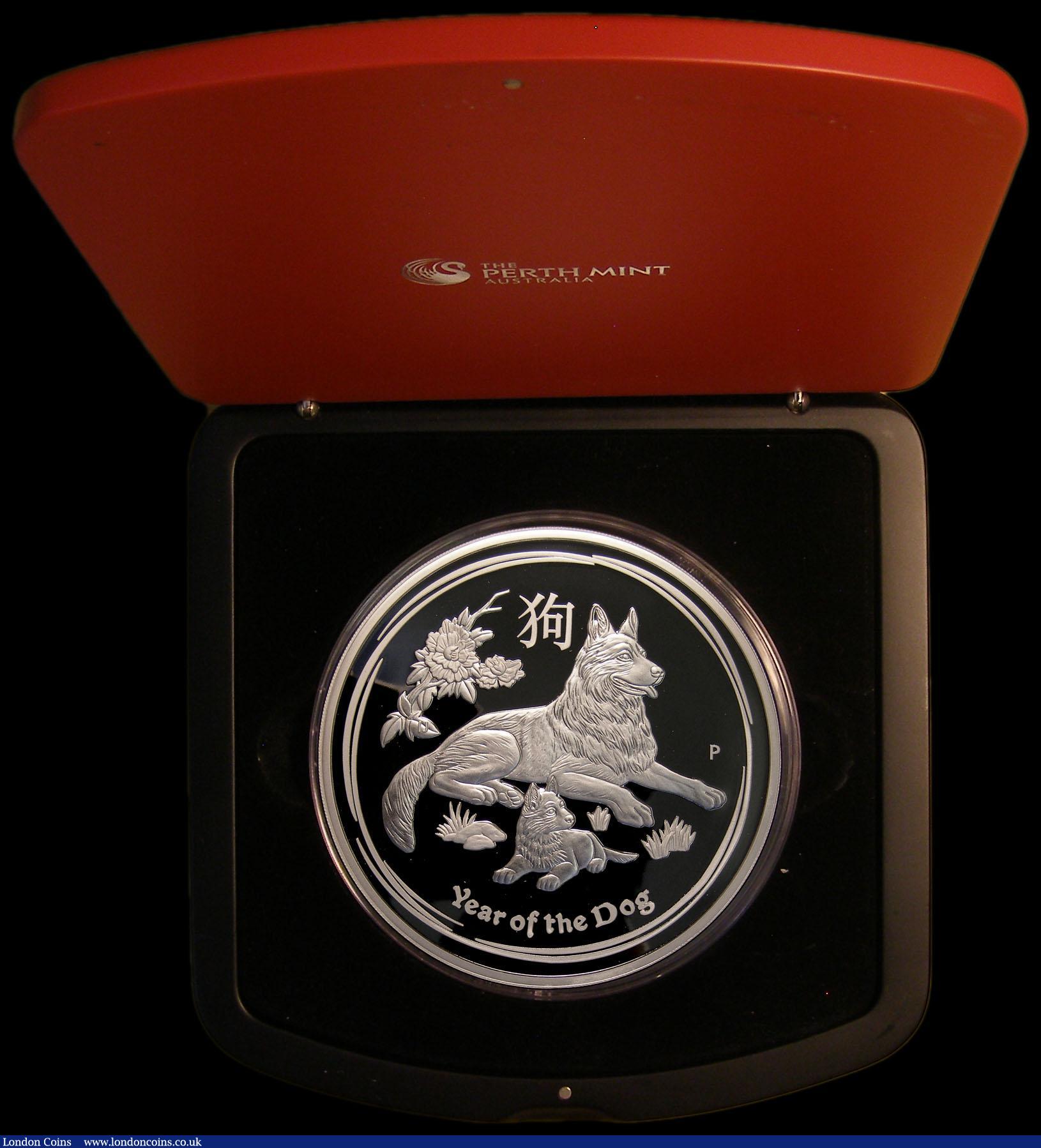 London Coins : A170 : Lot 767 : Australia 30 Dollars 2018P Chinese Lunar Year of the Dog One Kilo of .999 Silver Proof FDC in the Pe...