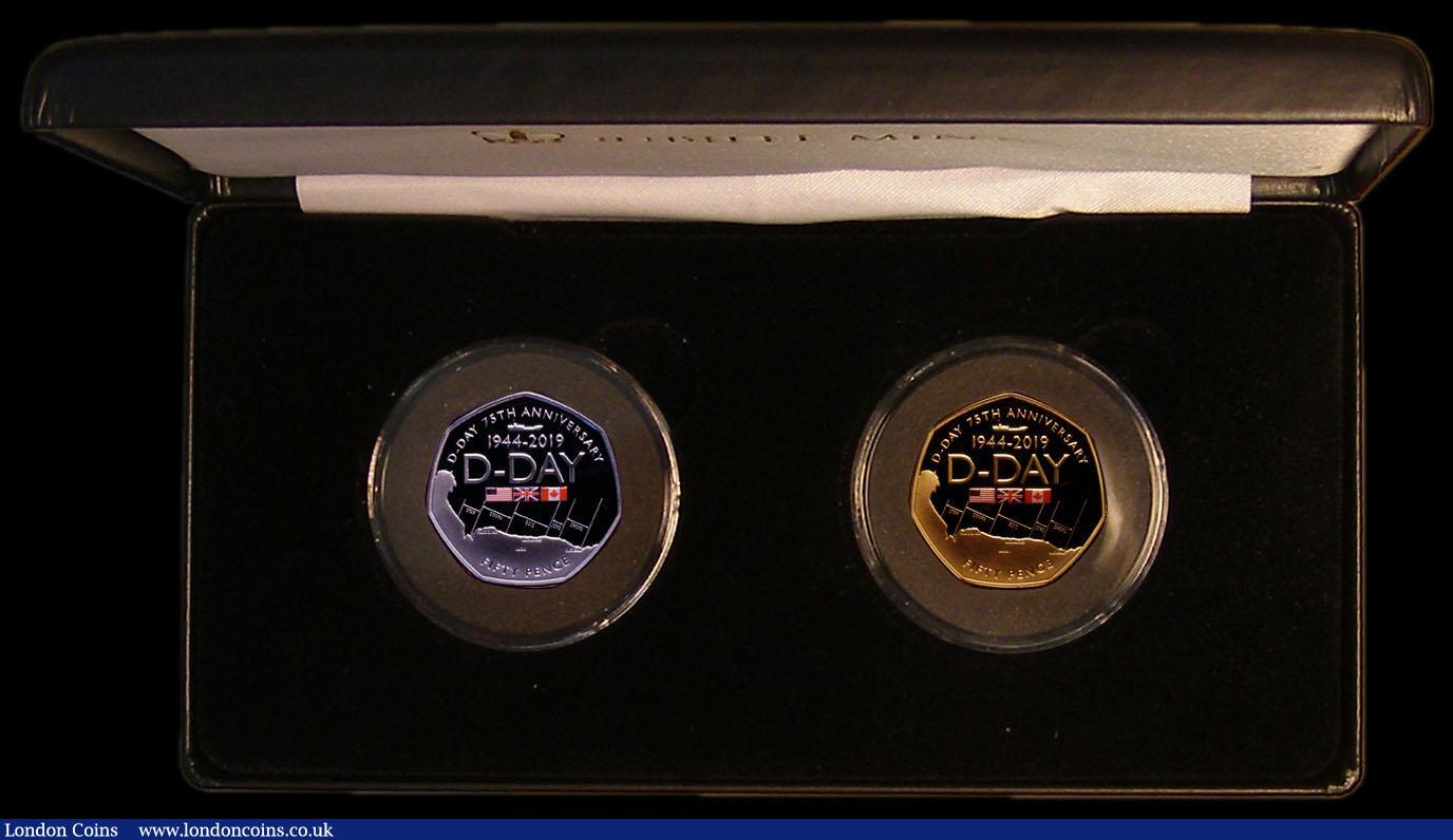 London Coins : A170 : Lot 801 : Gibraltar Fifty Pence 2019 a 2-coin set 75th Anniversary of D-Day comprising Fifty Pence 2019 Gold P...