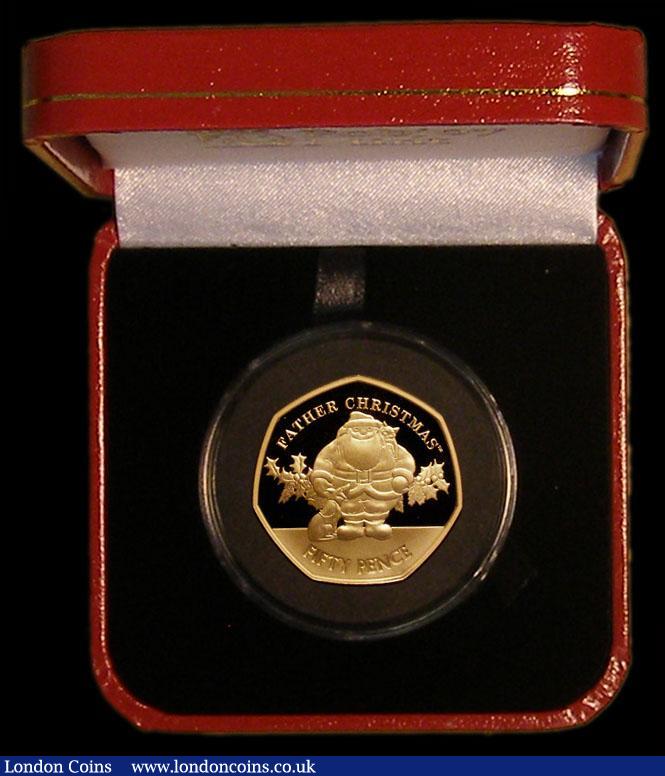 London Coins : A170 : Lot 802 : Gibraltar Fifty Pence 2019 Father Christmas Gold Proof Piedfort FDC in  the red Pobjoy Mint box of i...