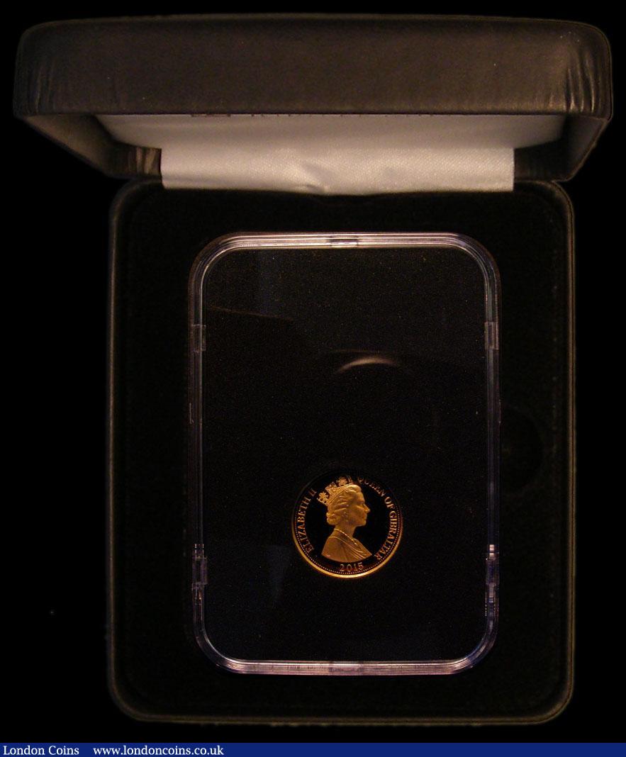 London Coins : A170 : Lot 803 : Gibraltar One Pound Gold 2015 St. George and The Dragon Gold Proof FDC boxed, in the slab-style hold...