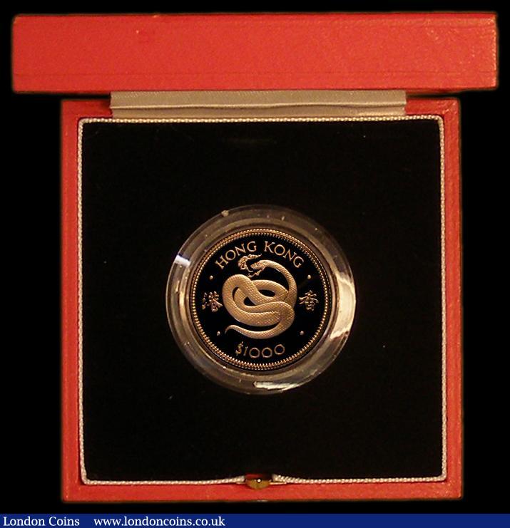 London Coins : A170 : Lot 818 : Hong Kong $1000 1977 Year of the Snake KM#42 Gold Proof FDC in the red case of issue with certificat...