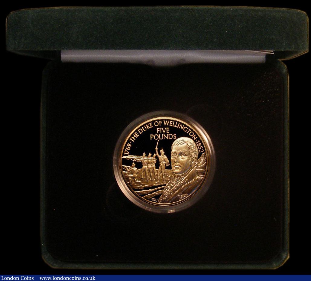 London Coins : A170 : Lot 836 : Jersey Five Pounds 2002 150th Anniversary of the Death of the Duke of Wellington Gold Proof KM#117b ...