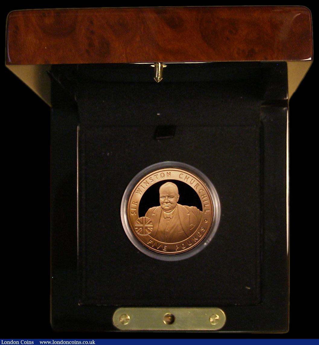 London Coins : A170 : Lot 837 : Jersey Five Pounds 2006 Sir Winston Churchill Gold Proof FDC in the Royal Mint box of issue with cer...