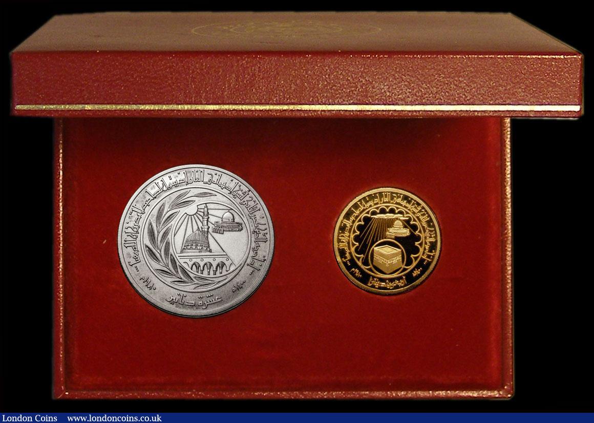 London Coins : A170 : Lot 841 : Jordan Proof set 1980 a 2-coin set comprising Gold 40 Dinars 1980 (AH1400) 15th Century Hijrah Calen...