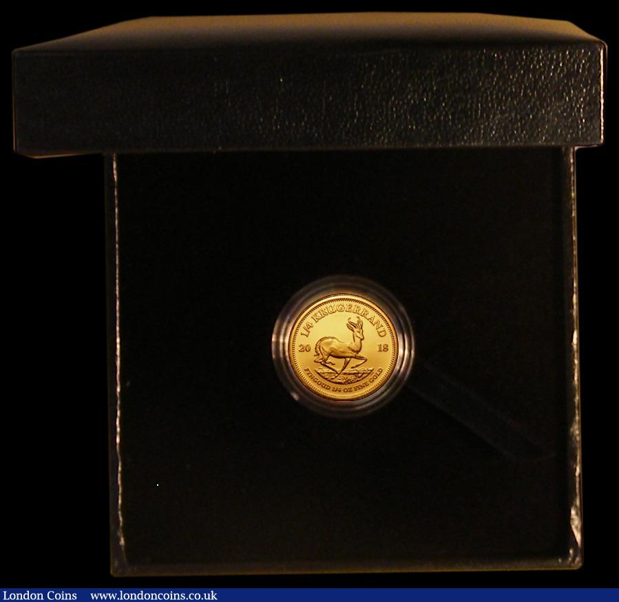 London Coins : A170 : Lot 866 : South Africa Quarter Krugerrand 2018 Proof FDC in Harrington & Byrne's presentation box wit...