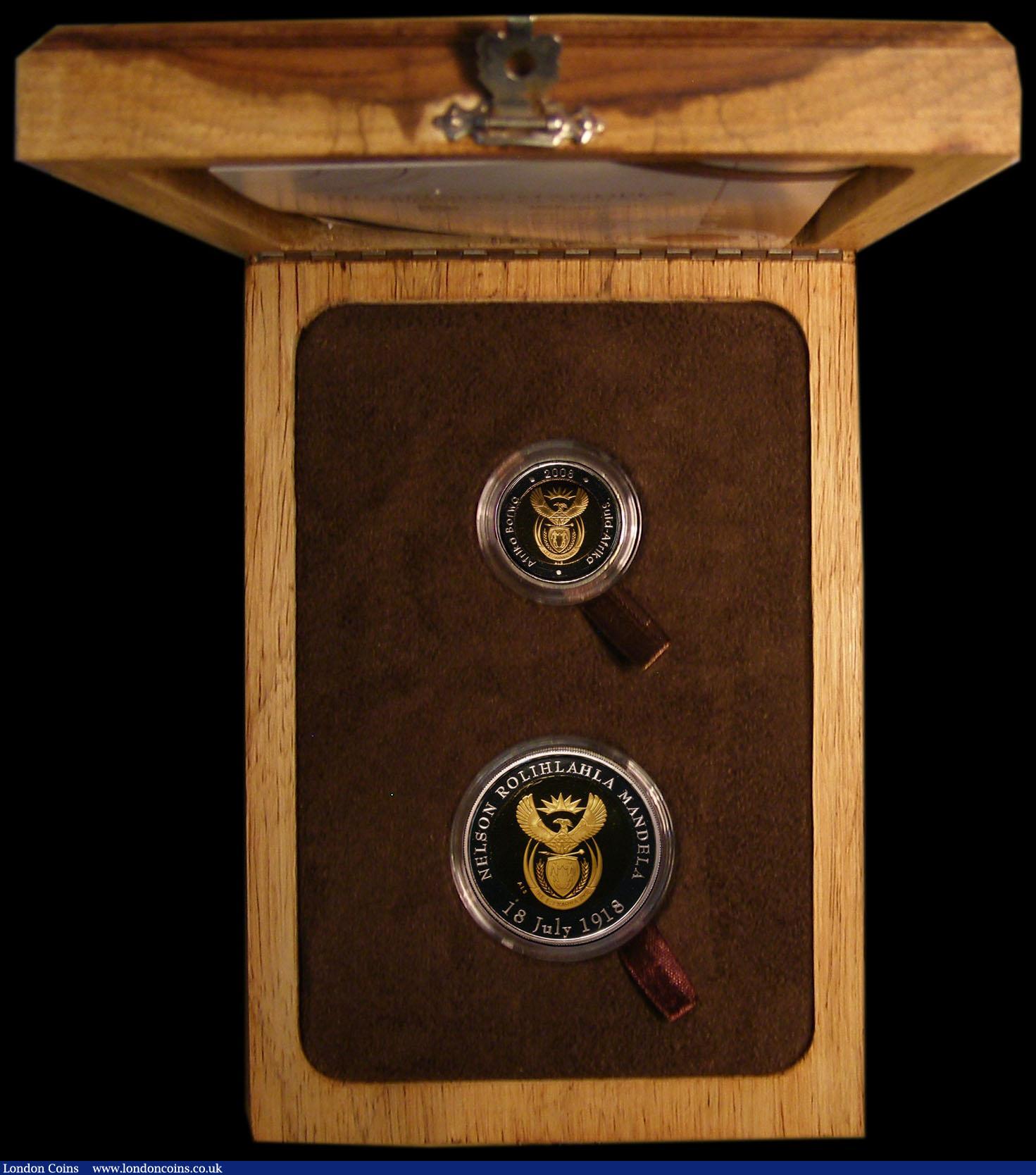 London Coins : A170 : Lot 870 : South Africa The Nelson Mandela 90th Birthday Celebration Set 2008, 2 coin set containing bi-metalli...
