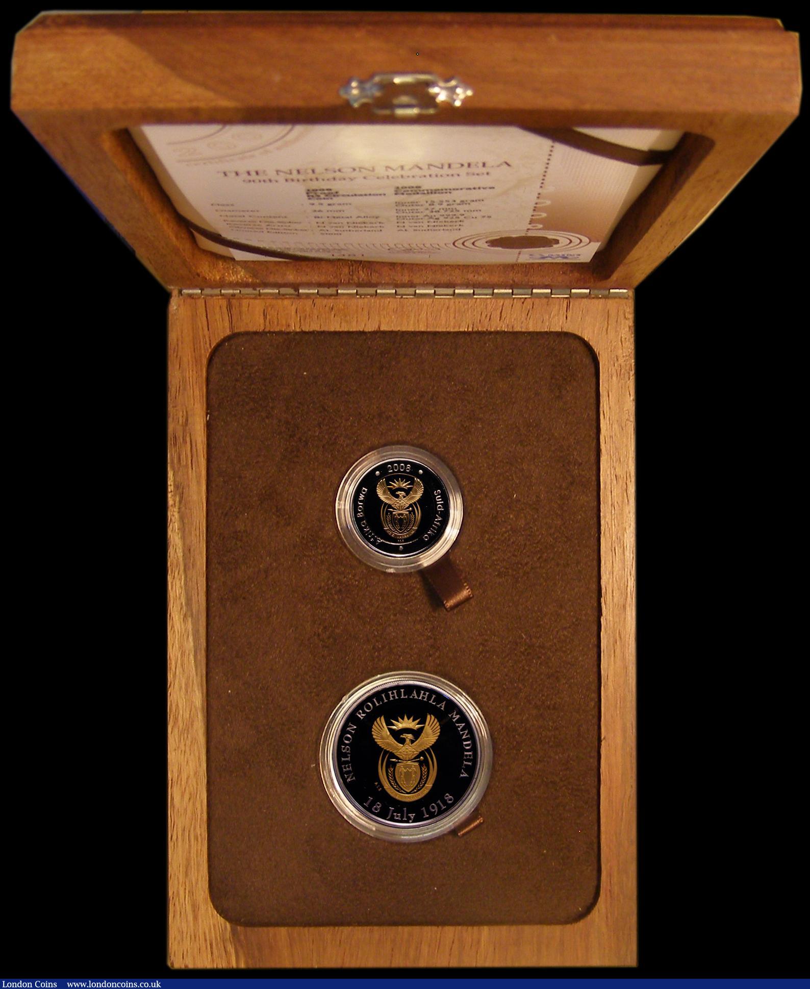 London Coins : A170 : Lot 871 : South Africa The Nelson Mandela 90th Birthday Celebration Set 2008, 2 coin set containing bi-metalli...