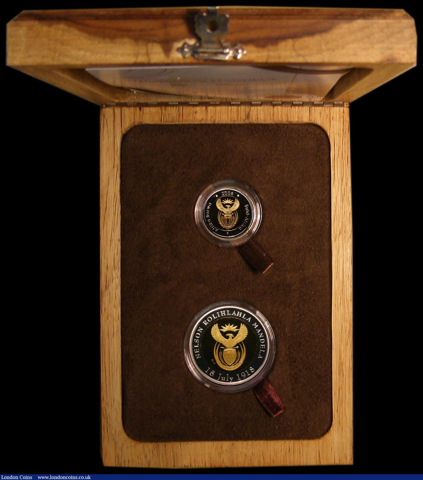 London Coins : A170 : Lot 872 : South Africa The Nelson Mandela 90th Birthday Celebration Set 2008, 2 coin set containing bi-metalli...