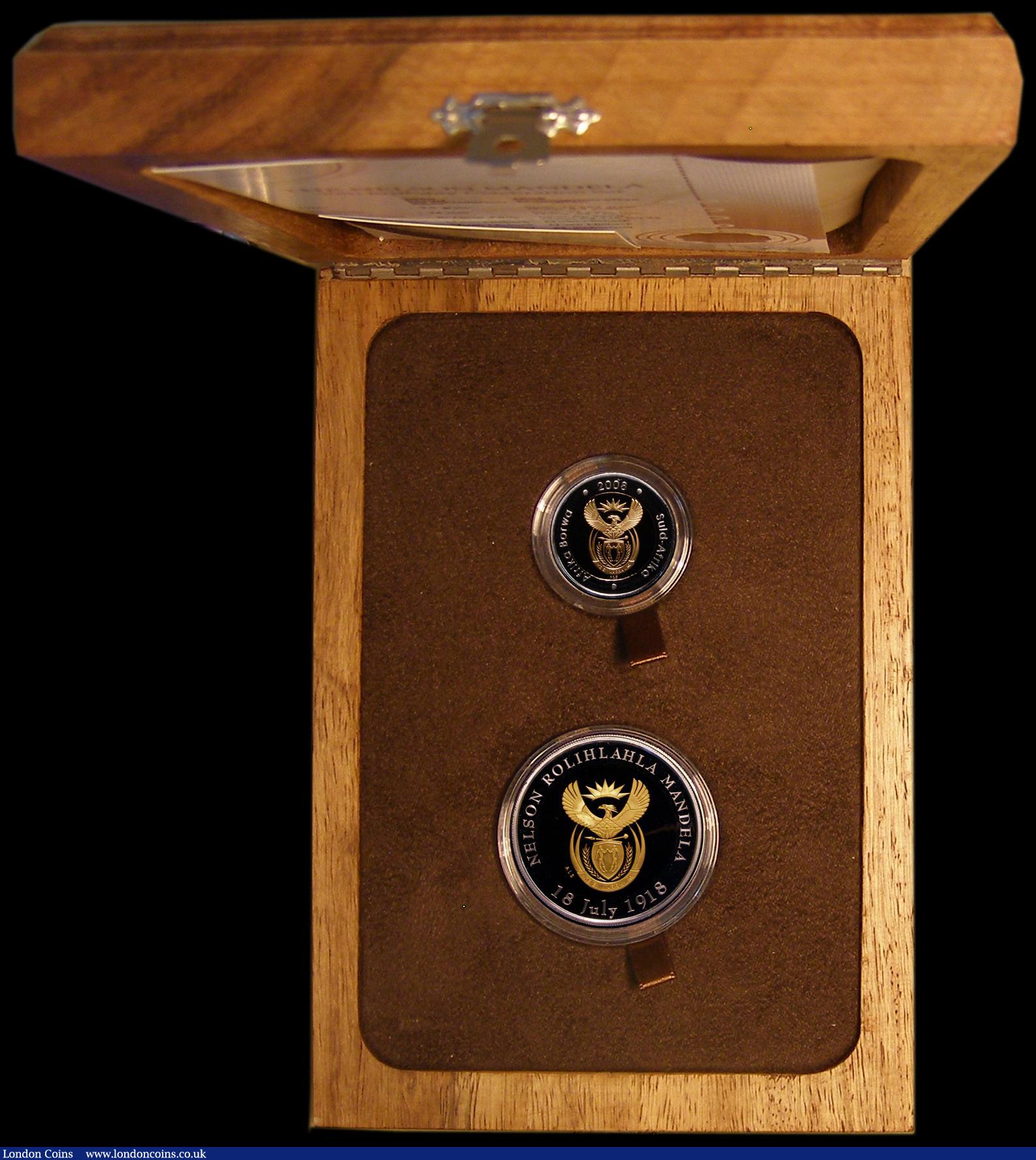 London Coins : A170 : Lot 873 : South Africa The Nelson Mandela 90th Birthday Celebration Set 2008, 2 coin set containing bi-metalli...