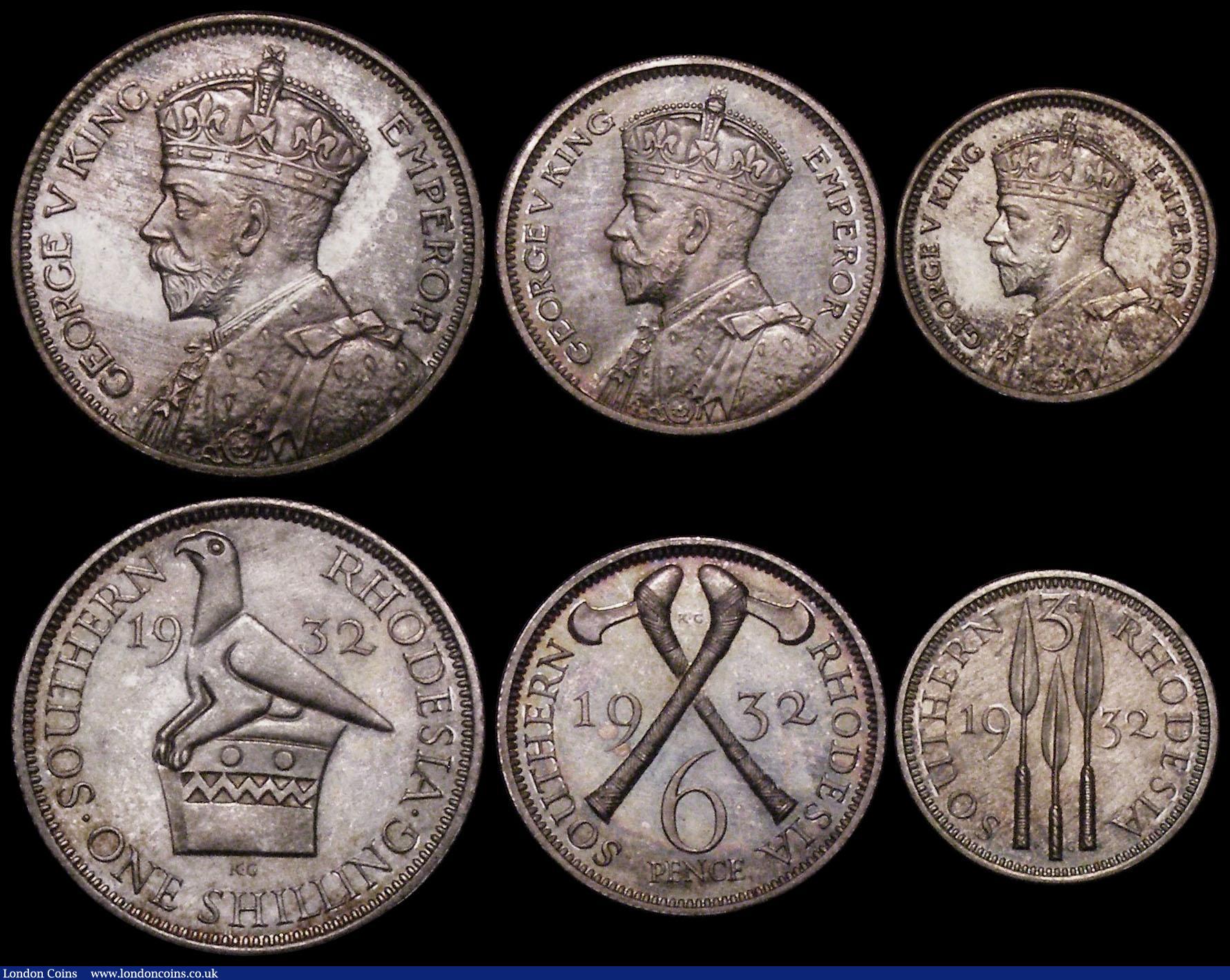 London Coins : A170 : Lot 874 : Southern Rhodesia Proof Set 1932 (5 coins) comprising Halfcrown 1932 KM#5, Two Shillings 1932 KM#4, ...