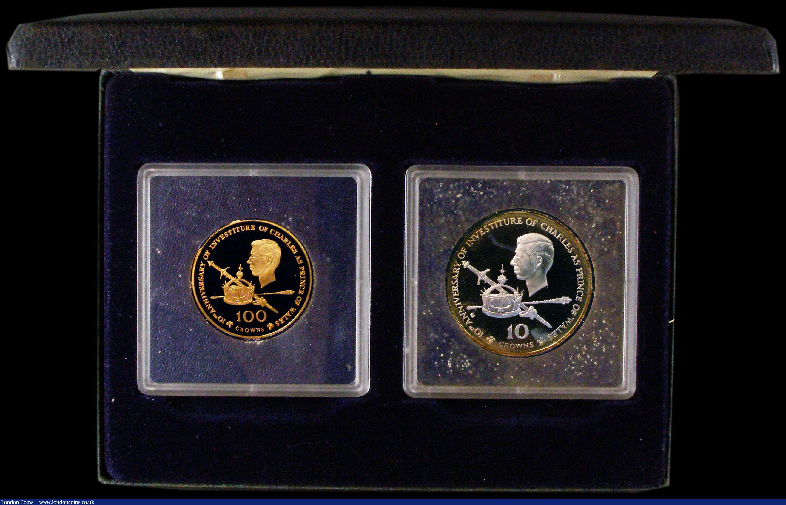 London Coins : A170 : Lot 901 : Turks and Caicos Islands 1979 a 2-coin Proof set 10th Anniversary of the Investiture of Prince Charl...