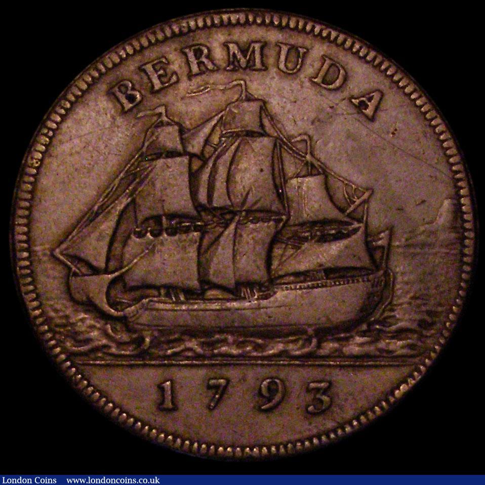London Coins : A170 : Lot 936 : Bermuda Penny 1793 Double Pennant to central flag KM#5 About Fine/Good Fine with some scratches in t...