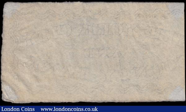 York City & County Banking Company 5 Pounds Unissued Remainder circa 1830-80's No. D2693 (Outing 2456d) printed by Perkins & Bacon, London Patented Hardened Steel plates, a pleasing GVF - EF for type with some foxing and the note out of a frame with visible mounting points on the corners but not glued or similar, the frame had small plastic insert points for each corner of the note to be inserted in which protected the paper from foxing up at these spots. Being Rare and in high grade makes this note a fabulous example of the early provincial issues : English Banknotes : Auction 170 : Lot 115