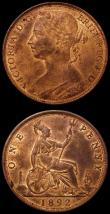 London Coins : A170 : Lot 1925 : Pennies (2) 1887 Freeman 125 dies 12+N, UNC or near so with traces of lustre and minor cabinet frict...