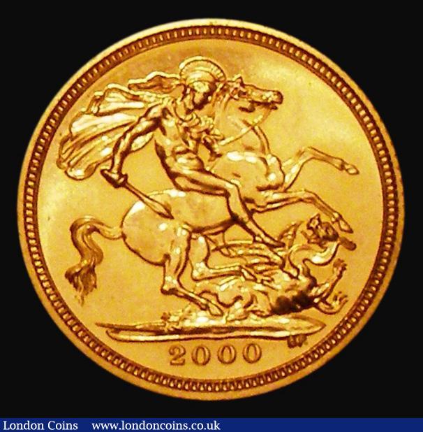 London Coins : A171 : Lot 1500 : Half Sovereign 2000 Marsh 545 Lustrous UNC the obverse with minor hairlines and a small spot in the ...