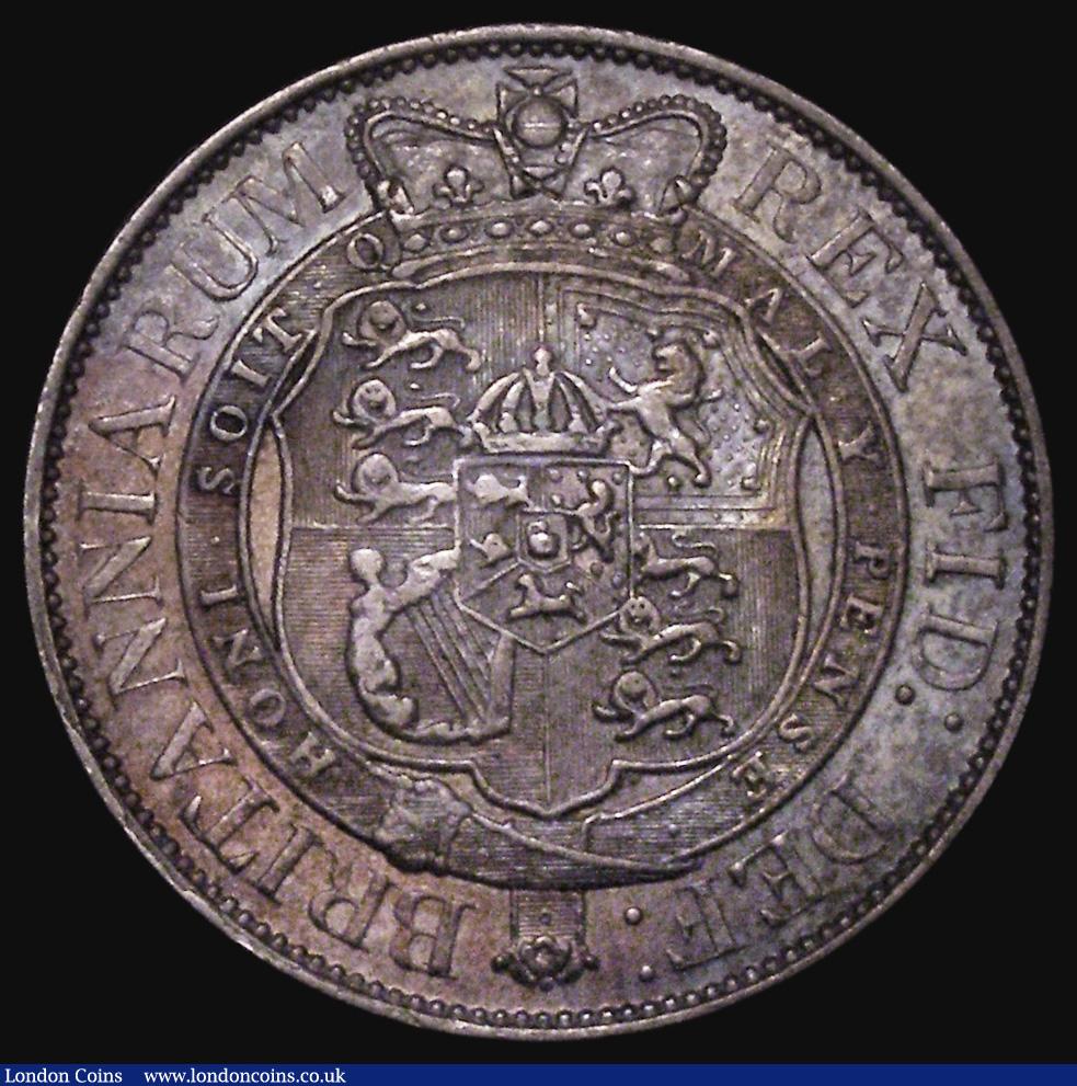 London Coins : A171 : Lot 1530 : Halfcrown 1818 ESC 621, Bull 2099 About VF with an unusual gold and magenta tone