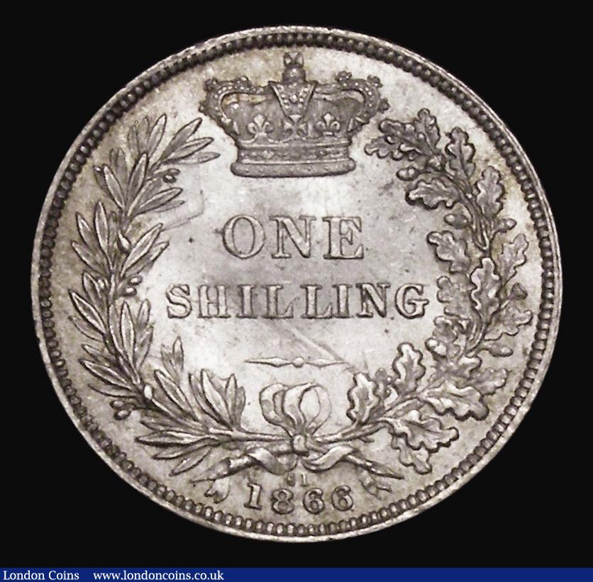 London Coins : A171 : Lot 1634 : Shilling 1866 ESC 1314, Bull 3027, Die Number 61 GEF/AU with original mint lustre, the obverse with ...