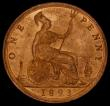 London Coins : A171 : Lot 1593 : Penny 1893 Freeman 136 dies 12+N, 14 1/2 teeth date spacing, Gouby BP1893Ae UNC or very near so and ...