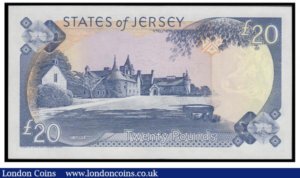 Jersey 20 Pounds Pick 23a (BY JE43a) ND 1993 signature George Baird and first prefix for this signature type serial number BC 500141, crisp about UNC - UNC : World Banknotes : Auction 171 : Lot 170