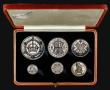 London Coins : A171 : Lot 343 : Proof Set 1927 (6 coins) Crown to Silver Threepence Bright UNC I the hard box of issue, the box with...